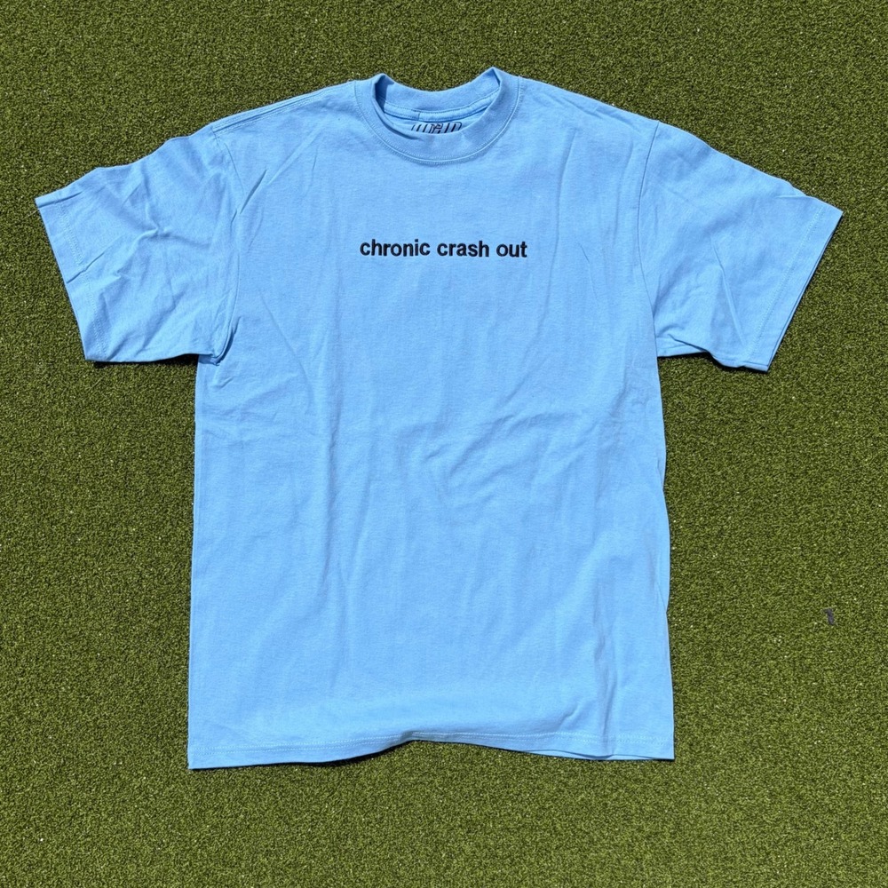 Chronic Crash Out Graphic T-Shirt Light Blue Short Sleeve Crew Neck Streetwear
